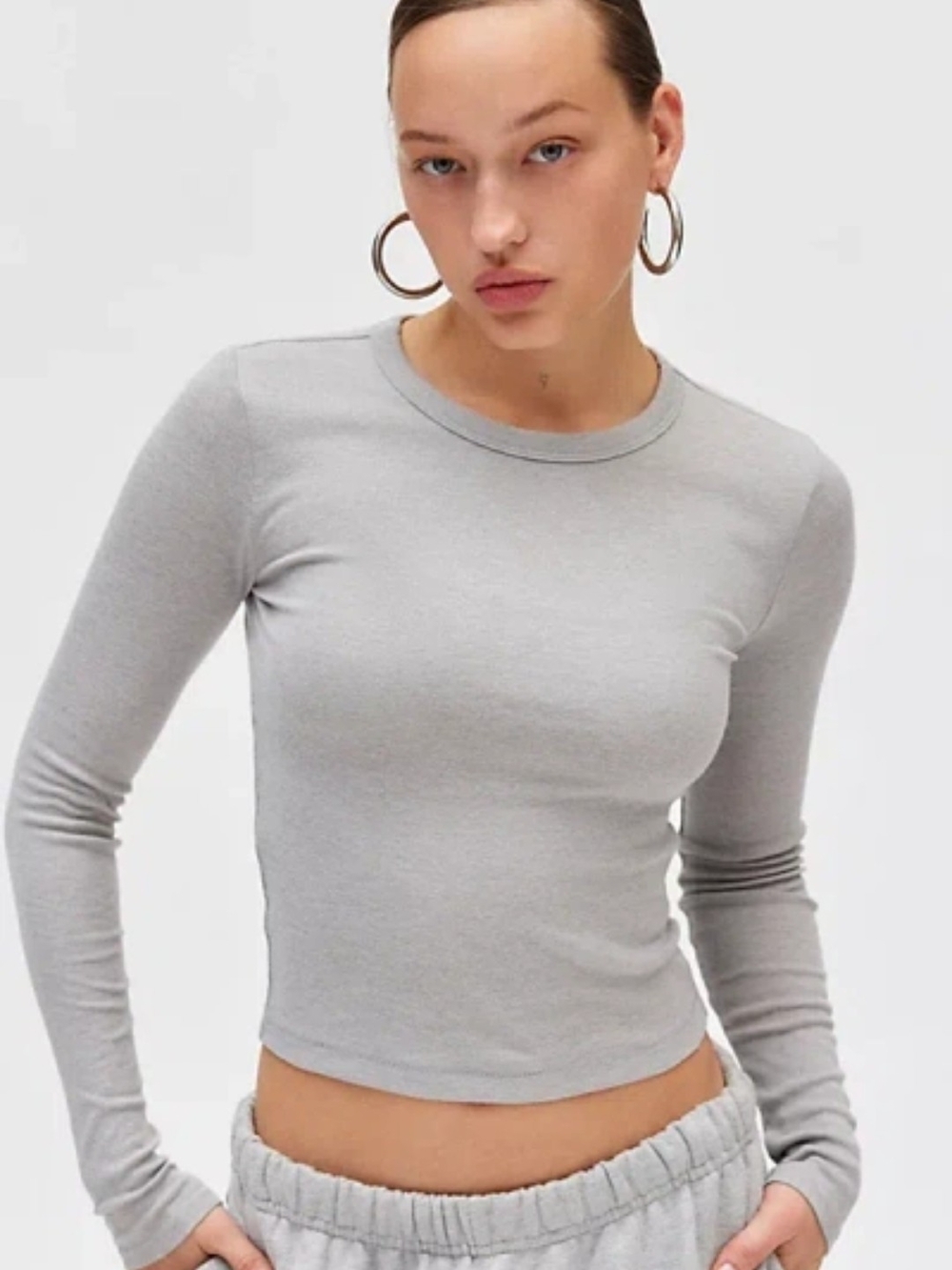 BDG Light Grey too perfect long sleeve top M